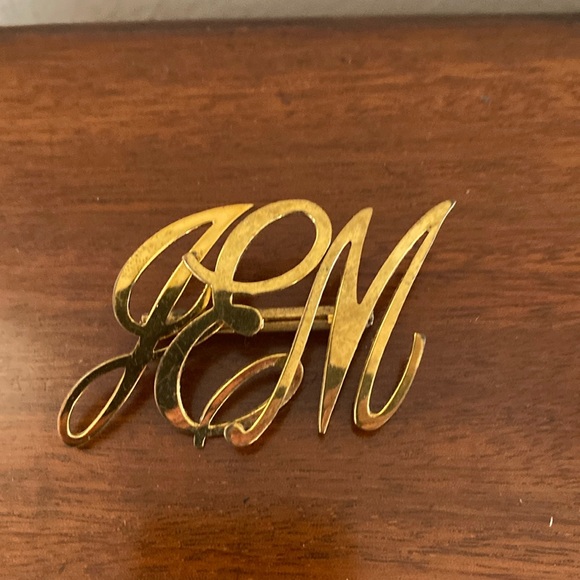 Jewelry | Vintage Goldtoned Metal Monogram Pin Initials Jem With Makers